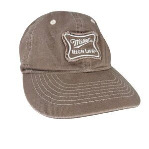 Miller High Life Brown Adjustable Baseball Cap Frint Patch Back Embroidered VTG